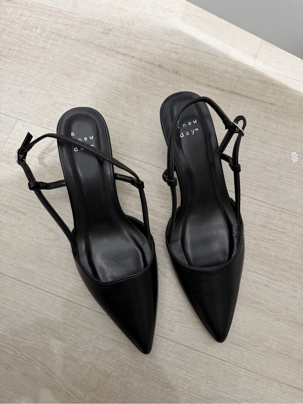 a new day Black Pointed Slingback Heels